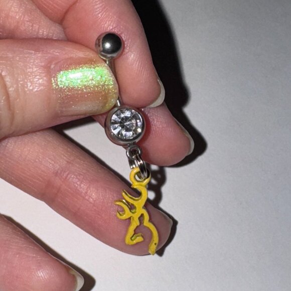 Yellow Browning Dangle Belly Ring - Picture 2 of 6